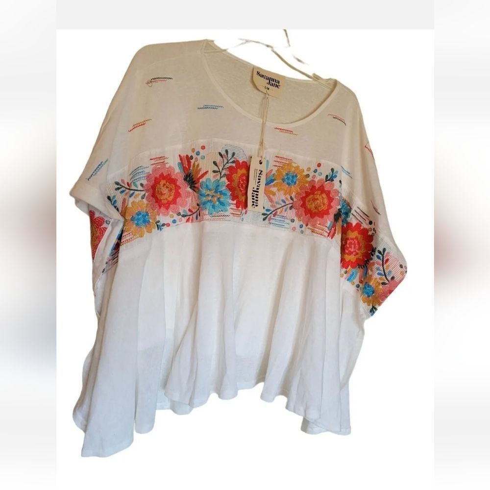 Savanna Jane White Floral Embroidered Top